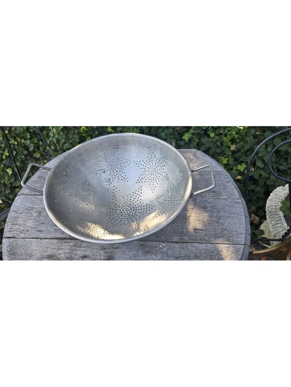 Antique Tin 7 Star Colander 2 Handles Farmhouse 3 Legs 11W”X5